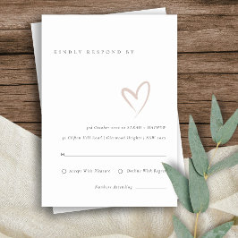 Minimale Simple Script Blush Heart Wedding RSVP Informatiekaartje