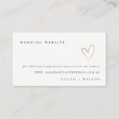 Minimale Simple Script Blush Heart Wedding Website Informatiekaartje (Voorkant)