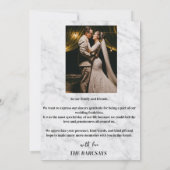 Minimale Simple White Marble trouwfoto Bedankkaart (Achterkant)