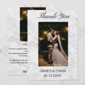 Minimale Simple White Marble trouwfoto Bedankkaart (Voorkant / Achterkant)