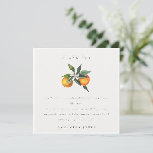 Minimale Sinaasappel van Citrus Botanische Boho Ba Bedankkaart (Staand voorkant)