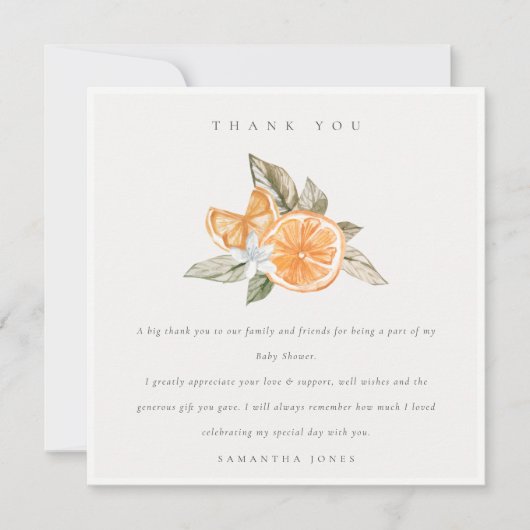 Minimale Sinaasappel van Citrus Botanische Boho Ba Bedankkaart (Voorkant)