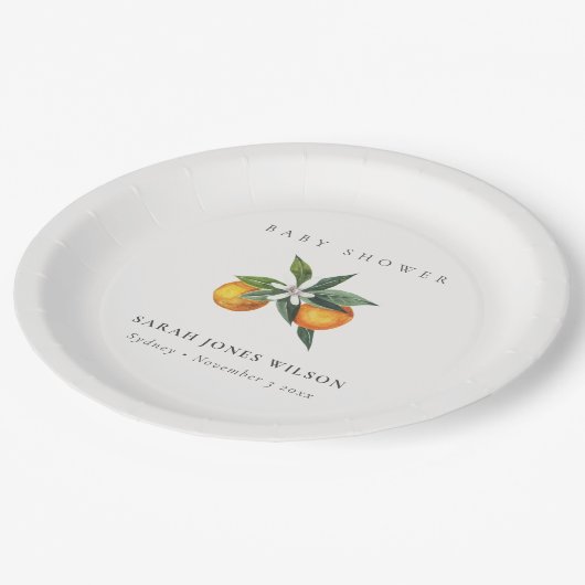 Minimale Sinaasappel van Citrus Botanische Boho Ba Papieren Bordje (Gekanteld)