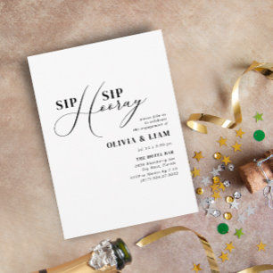 Minimale Sip Sip Sip Hooray Engagement Party Kaart