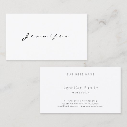 Minimale Sjabloon handscript handmatige Visitekaartje (Voorkant / Achterkant)