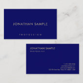 Minimale Sjabloon Modern Elegant Navy Blue Gold Visitekaartje (Voorkant / Achterkant)