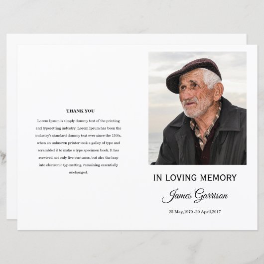 Minimale sjabloon van het begrafenisprogramma (Voorkant / Achterkant)