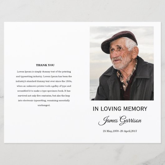 Minimale sjabloon van het begrafenisprogramma (Voorkant)