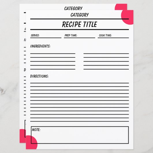 Minimale Sjabloon van het receptenboek (Voorkant / Achterkant)