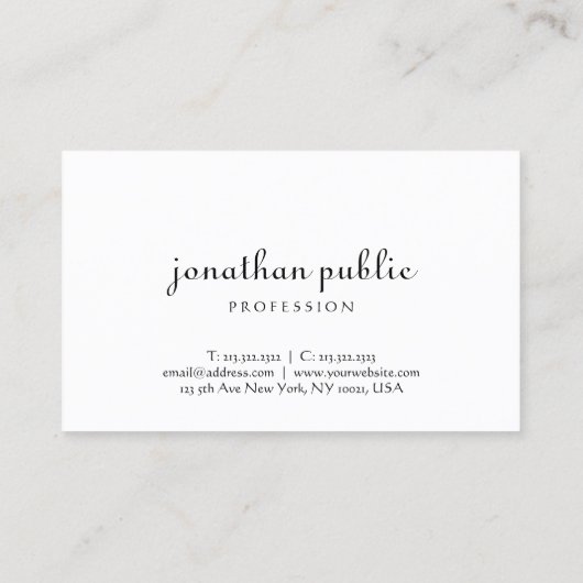 Minimale Sjabloon voor moderne handmatige scripts Visitekaartje (Achterkant)