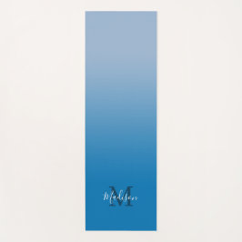 Minimale Sky Blue Gradient Monogram Script naam Yogamat