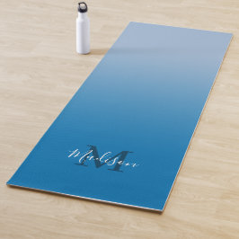 Minimale Sky Blue Gradient Monogram Script naam Yogamat