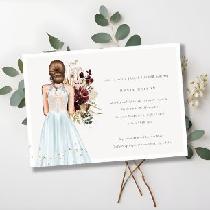 Minimale Sky Blue Wedding Gown Vrijgezellenfeest I Bedankkaart
