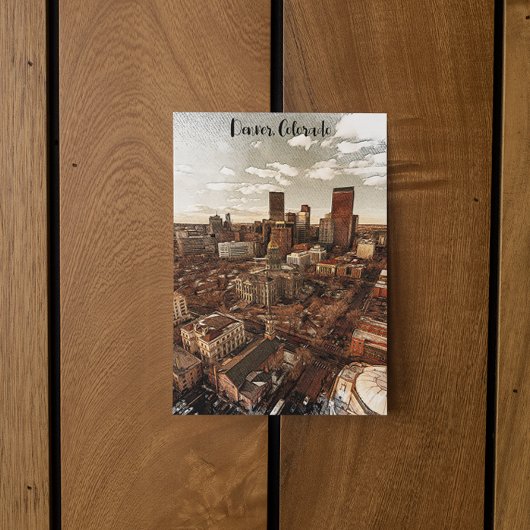 Minimale skyline van Denver Colorado Briefkaart