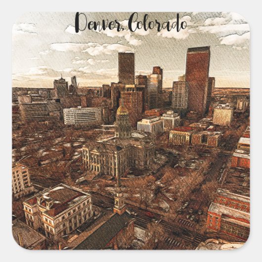 Minimale skyline van Denver Colorado Vierkante Sticker (Voorkant)