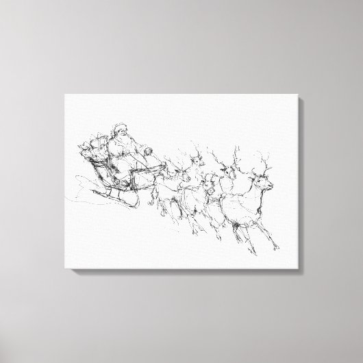 Minimale slee van Kerstman – Schets met schone lij Canvas Afdruk (Voorkant)