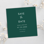 Minimale smaragdgroene bruiloft save the date