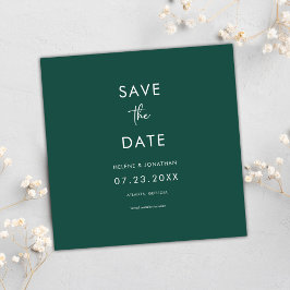 Minimale smaragdgroene bruiloft save the date