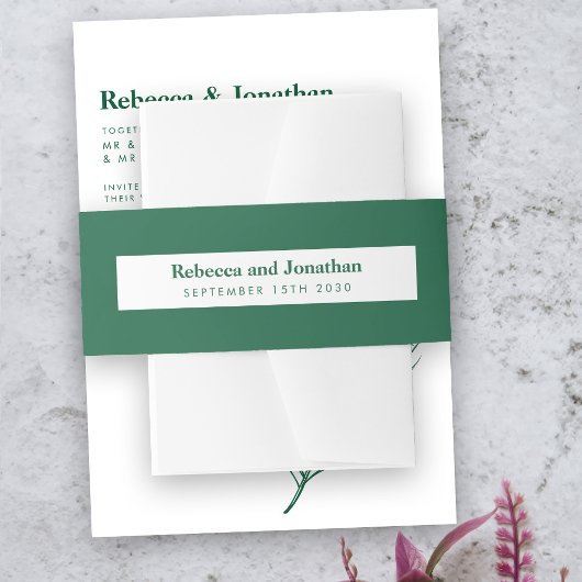 Minimale smaragdgroene bruiloft uitnodigingen wikkel