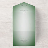 Minimale smaragdgroene en witte vervaagde moderne  all in one uitnodiging (Buitenkant)