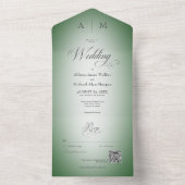 Minimale smaragdgroene en witte vervaagde moderne  all in one uitnodiging (Binnen)