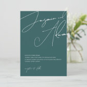Minimale smaragdgroene script typografie trouwdag kaart (Staand voorkant)