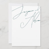 Minimale smaragdgroene script typografie trouwdag kaart (Achterkant)