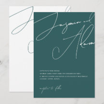 Minimale smaragdgroene script typografie trouwdag