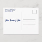 Minimale Smokey Blue en White Announouncement Post Aankondigingskaart (Achterkant)