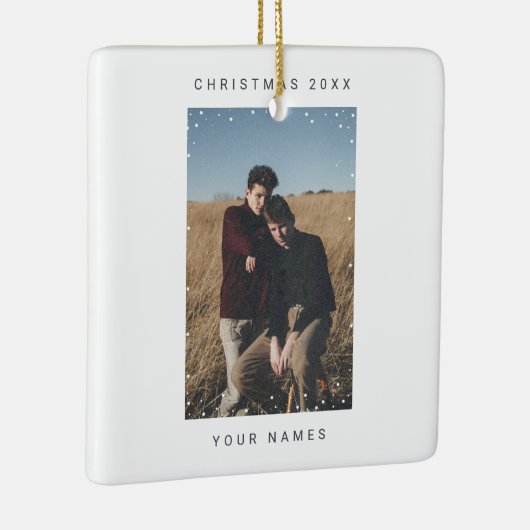 Minimale sneeuwval Fototekst Lawaai film Keramisch Ornament (Rechts)