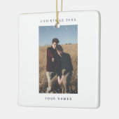 Minimale sneeuwval Fototekst Lawaai film Keramisch Ornament (Links)