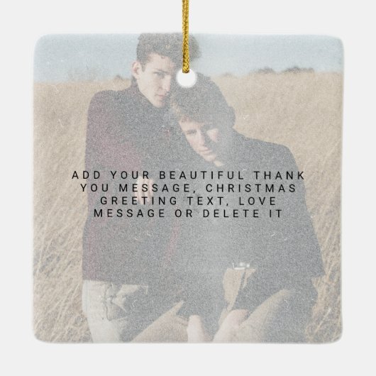 Minimale sneeuwval Fototekst Lawaai film Keramisch Ornament (Achterkant)