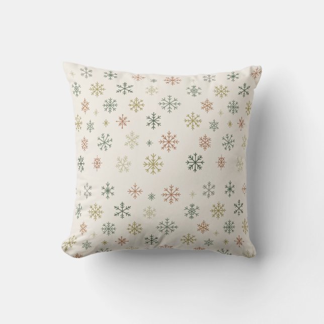 Minimale Sneeuwvlokken Naadloos Patroon Kussen (Voorkant)