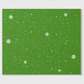 Minimale sneeuwvlokken op feestelijk groen cadeaupapier (Vlak)