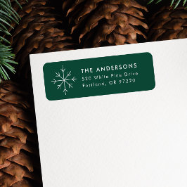 Minimale Snowflake Green Holiday Etiket