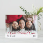 Minimale Snowflakes Warm Holiday Foto Feestdagenkaart (Staand voorkant)