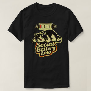 Minimale Sociale Batterij Laag Kat Illustratie T-shirt