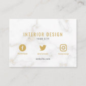 Minimale sociale media Busi met witte en goudmarme Visitekaartje (Voorkant)