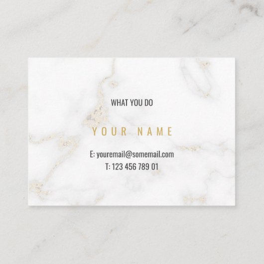 Minimale sociale media Busi met witte en goudmarme Visitekaartje (Achterkant)