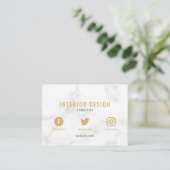 Minimale sociale media Busi met witte en goudmarme Visitekaartje (Staand voorkant)