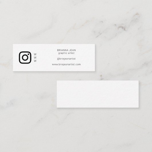 Minimale sociale media en website Eenvoudige witte Mini Visitekaartje (Voorkant / Achterkant)