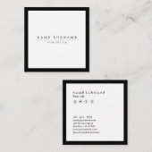 Minimale sociale media Luxe zwart-wit Vierkante Visitekaartje (Voorkant / Achterkant)