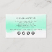 Minimale sociale media voor Ombre Mint-Waterverf Visitekaartje (Achterkant)
