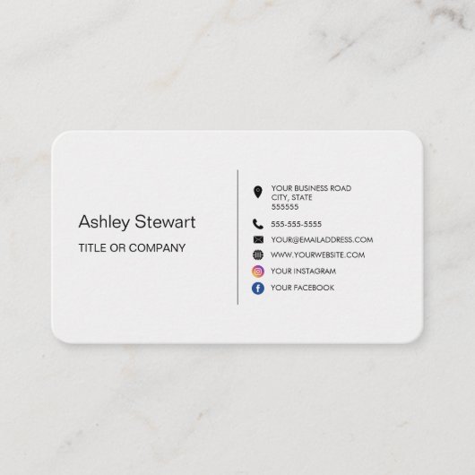 Minimale sociale media Website Naam Modern Visitekaartje (Voorkant)