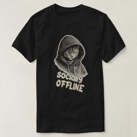Minimale Sociale Offline Kattenmodeontwerp T-shirt (Design voorkant)