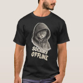 Minimale Sociale Offline Kattenmodeontwerp T-shirt (Voorkant)
