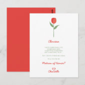 Minimale Soft Red Tulip voor het Bridesmaid-voorst Briefkaart (Voorkant / Achterkant)