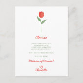 Minimale Soft Red Tulip voor het Bridesmaid-voorst Briefkaart (Voorkant)