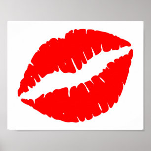 Minimale Solid Color Red Kiss Poster