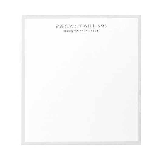 Minimale Solid Grey Border Kantoor Professional Notitieblok (Voorkant)